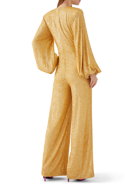 Sequin Long-Sleeve Jumpsuit